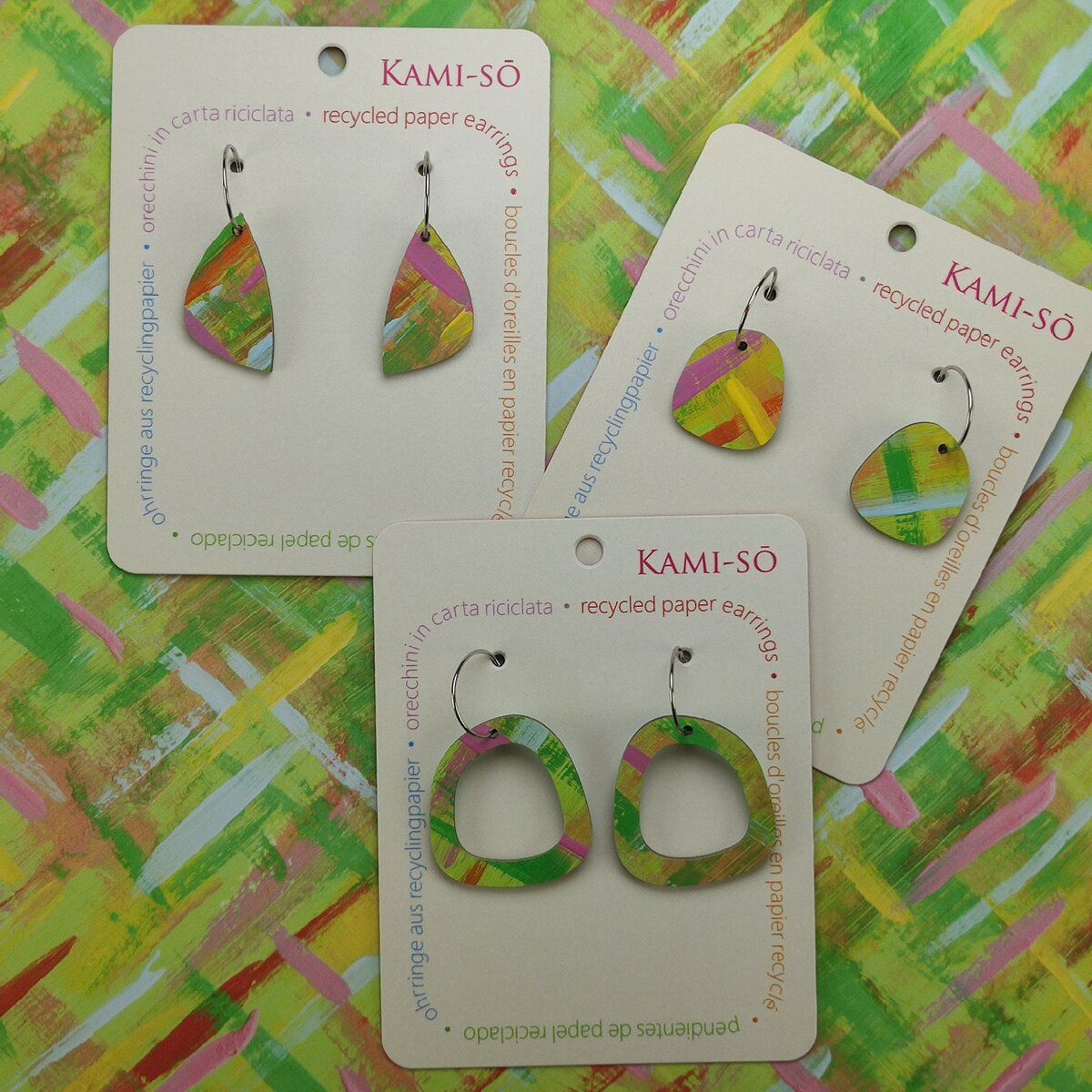 Mini Recycled Paper Earrings - Multicolor