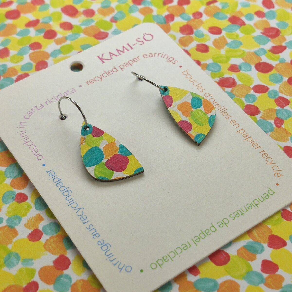 Mini Recycled Paper Earrings - Multicolor