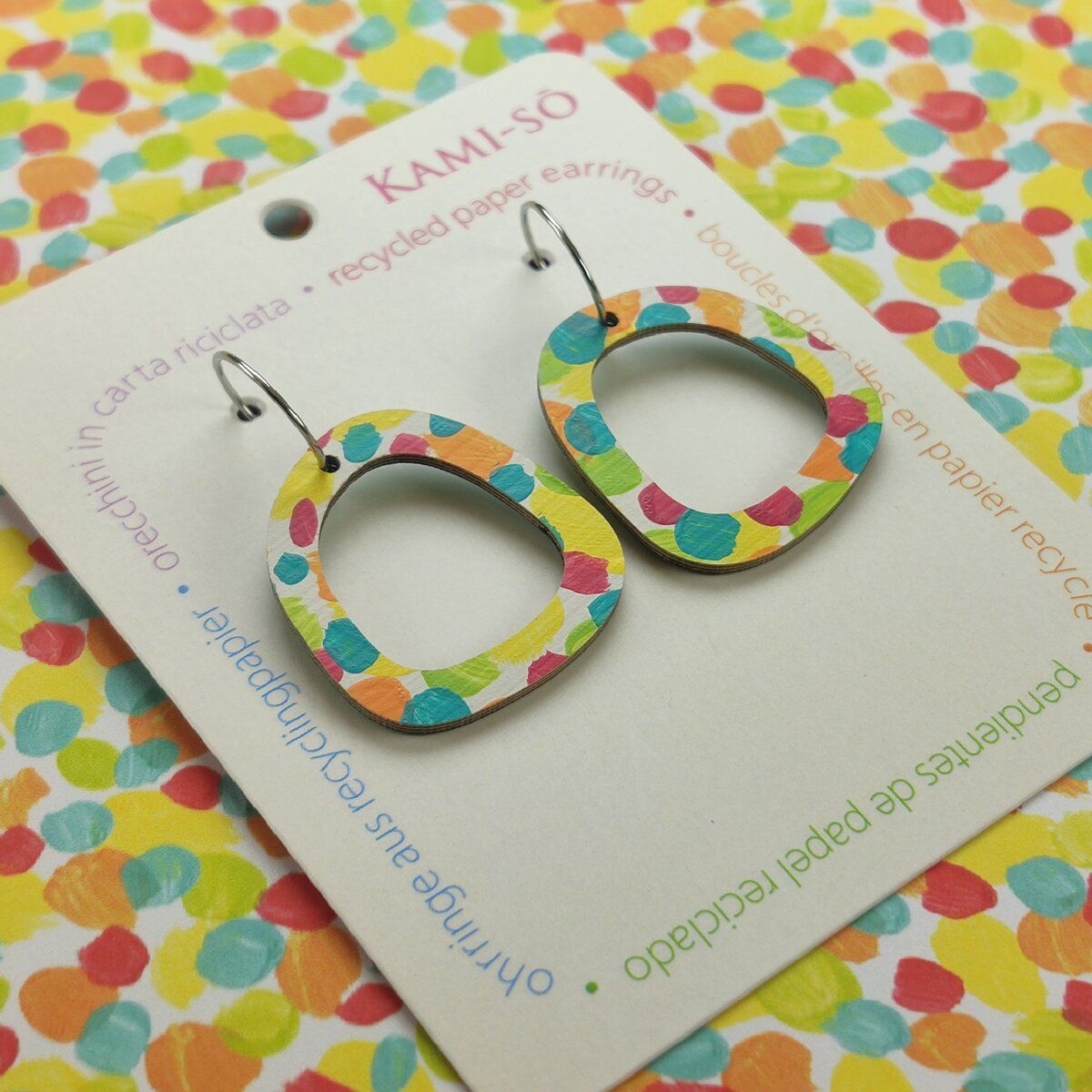 Mini Recycled Paper Earrings - Multicolor
