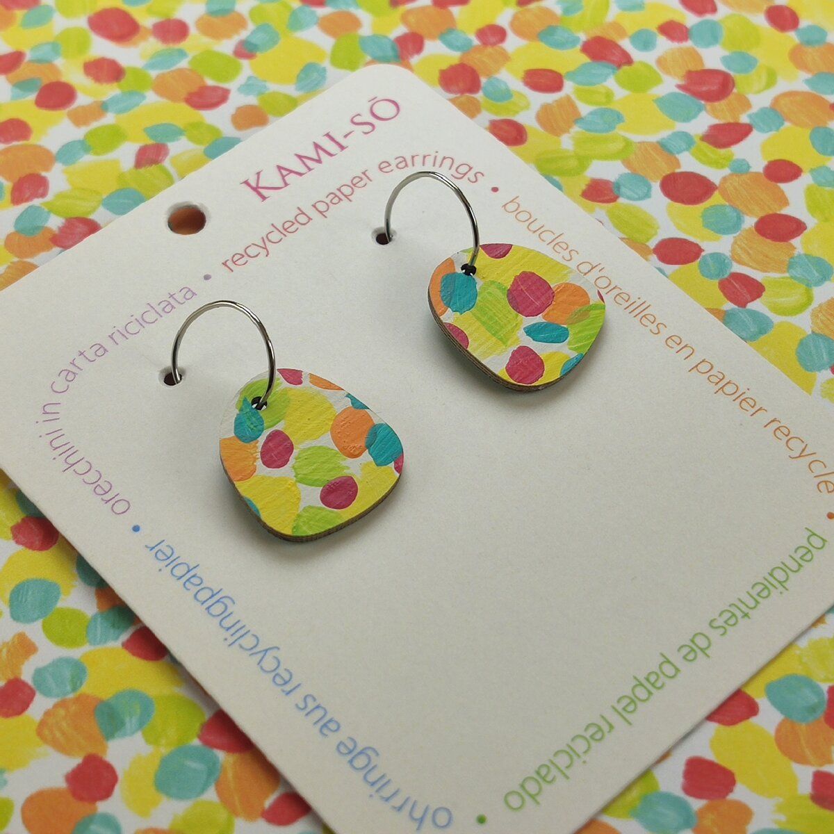 Mini Recycled Paper Earrings - Multicolor