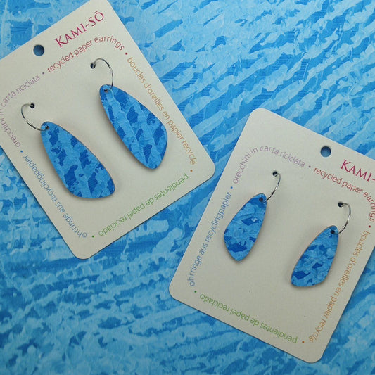 Oval Recycled Paper Earrings - Blue