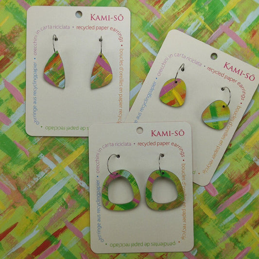Mini Recycled Paper Earrings - Multicolor
