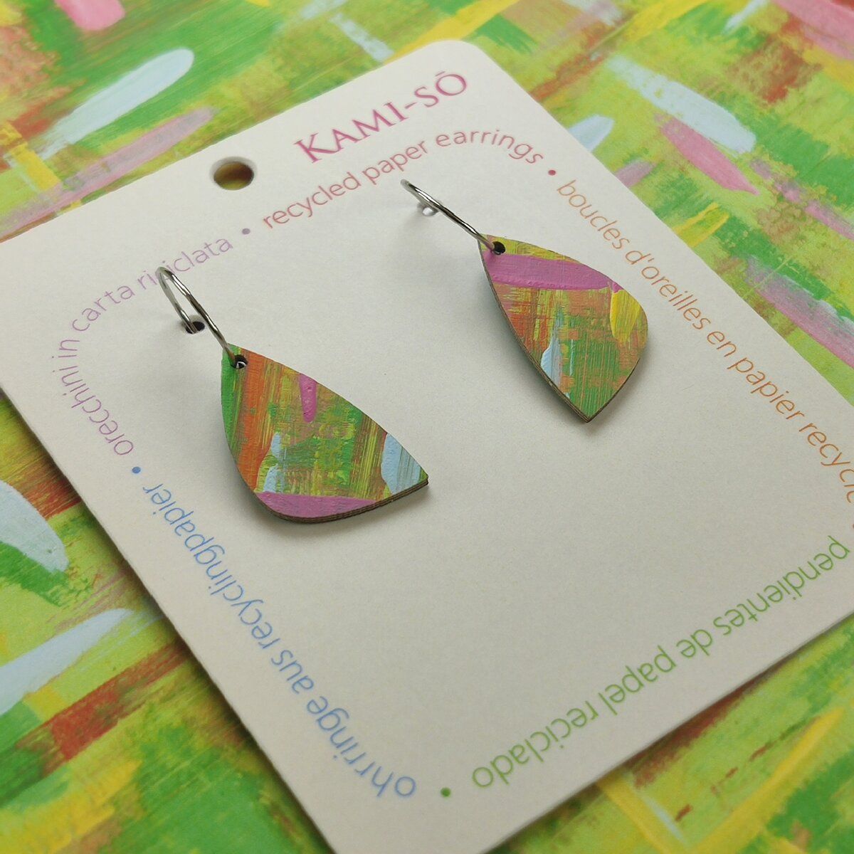 Mini Recycled Paper Earrings - Multicolor