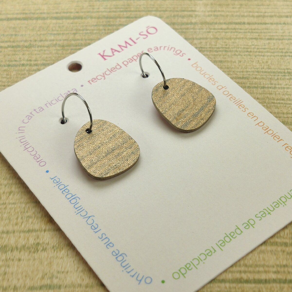 Square Recycled Paper Earrings - Gold & Blue