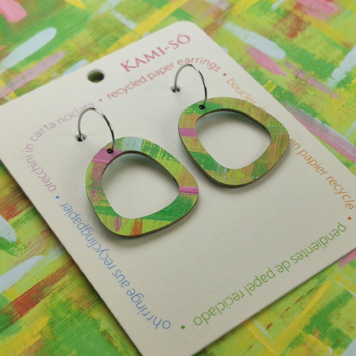 Mini Recycled Paper Earrings - Multicolor