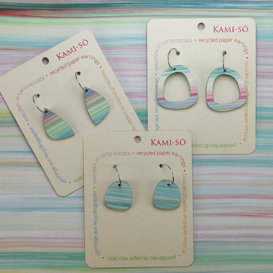 Mini Recycled Paper Earrings - Pastel Stripe