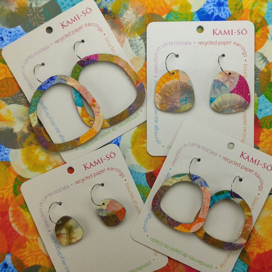 Square Recycled Paper Earrings - Multicolor